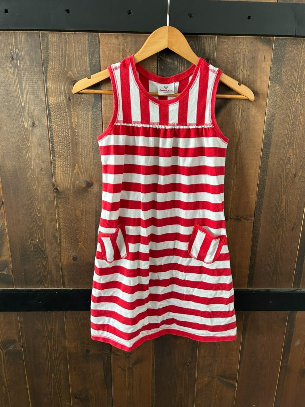 Hanna Andersson Red and White Striped Sleeveless Dress Girls' Size 140/10